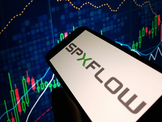 SPX Flow company logo displayed on mobile phone