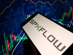 SPX Flow company logo displayed on mobile phone SPX Flow company logo displayed on mobile phone