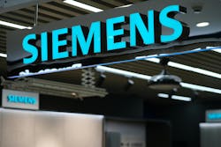Close up SIEMENS brand logo sign in store. Close up SIEMENS brand logo sign in store.