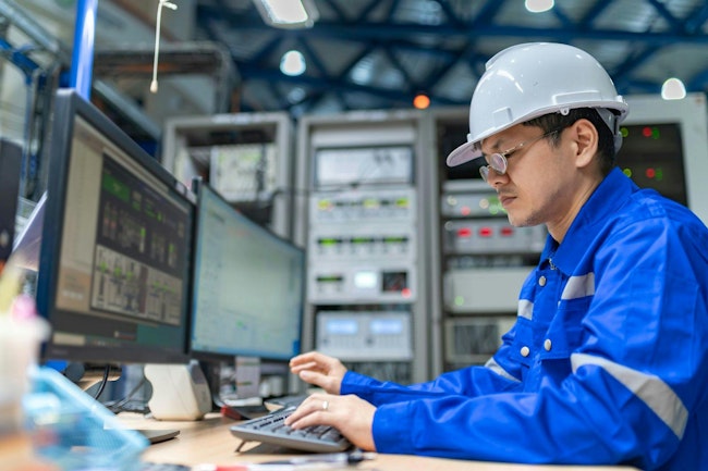 Engineer working at control room, Manager control system, Technician man monitoring program