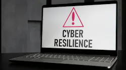 Cyber resilience is shown using a text and picture of attention icon