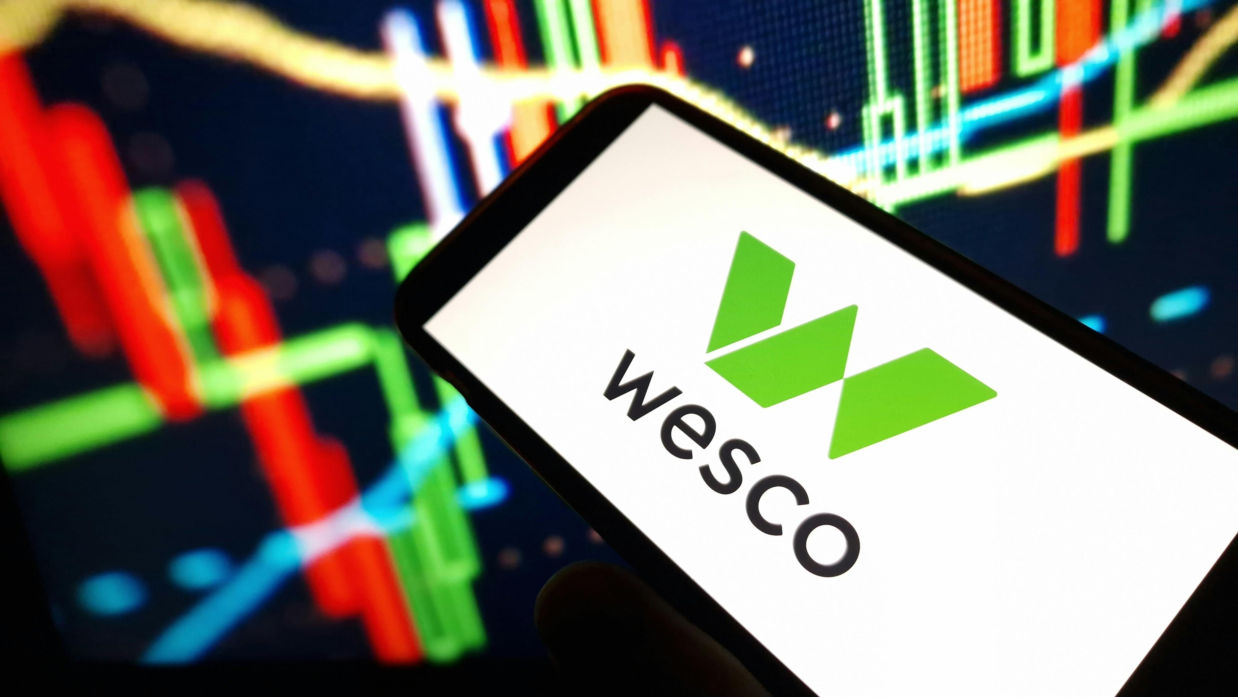 Wesco International company logo displayed on mobile phone