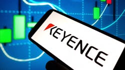 Keyence company logo displayed on mobile phone Keyence company logo displayed on mobile phone