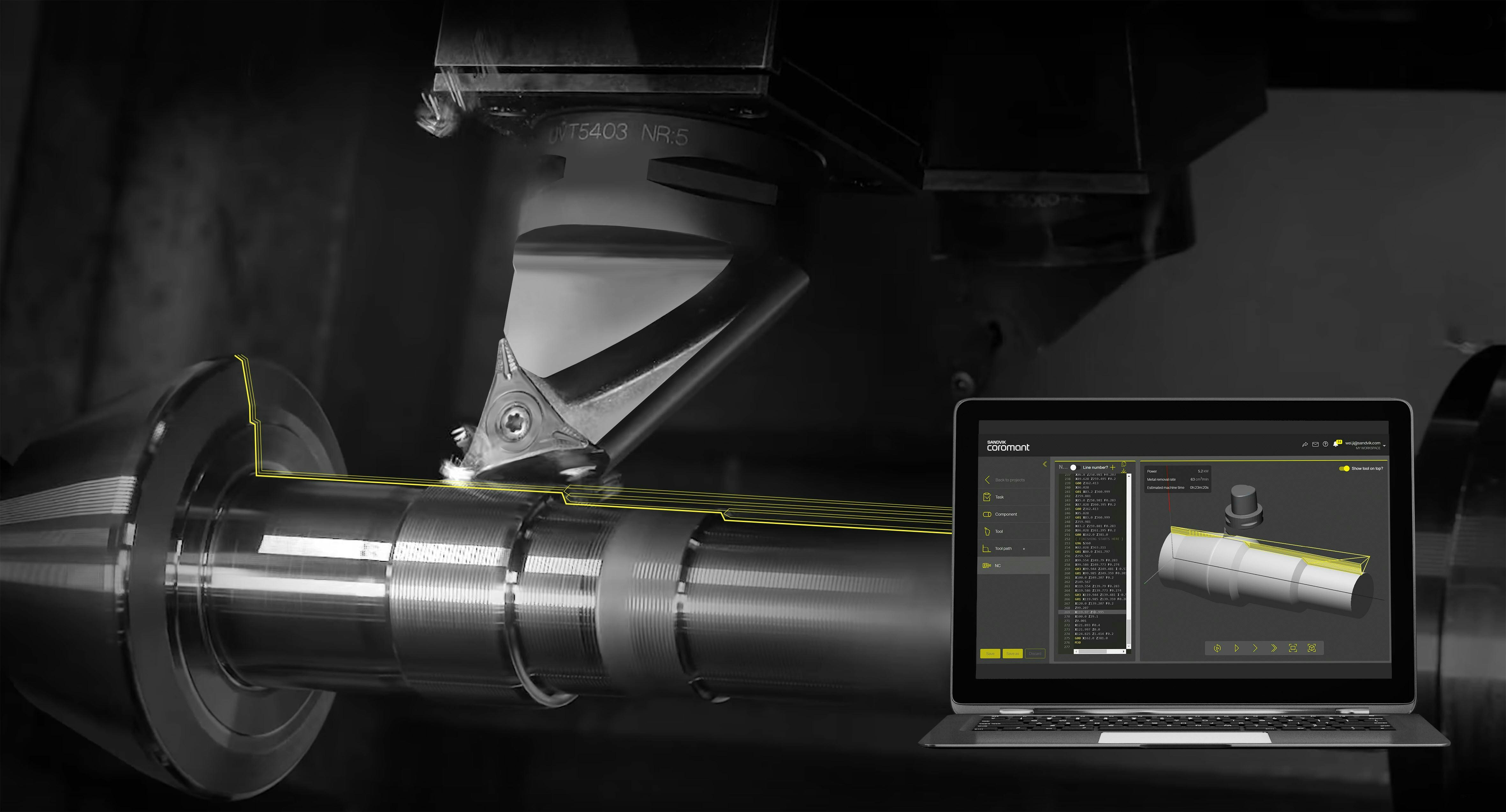 CoroPlus Tool Path or PrimeTurning conceptual image