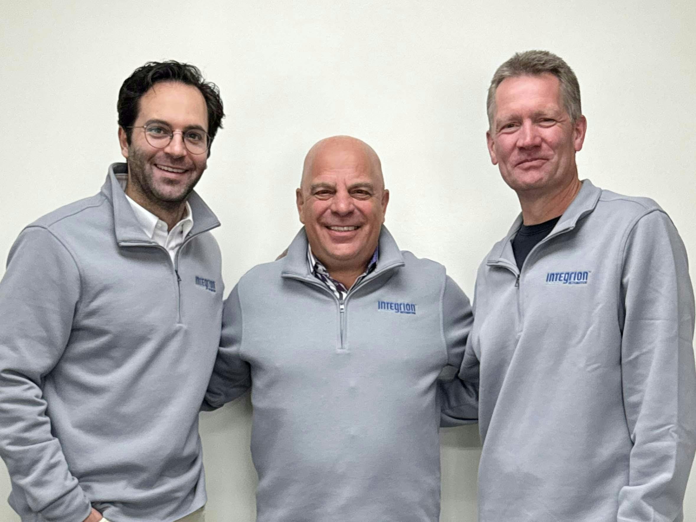 Cornerstone CEO Peter Paras (from left), Integrion Automation strategic advisor Joe Gemma and Integrion Automation CEO Craig Rossman.