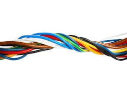 Many colorful Ethernet wires isolated on white Many colorful Ethernet wires isolated on white