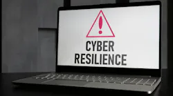 Cyber resilience is shown using a text and picture of attention icon