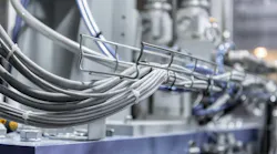 Control cables of a modern downstream system. The cables are laid in the cable tray.