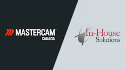 Mastercam and In House Solutions logos, paired next to each other on black and gray backgrounds respectively
