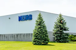 Sign of Nefab on the building in Peterborough, Ontario, Canada. Nefab is a Canadian company manufactures wooden shipping storage boxes. Sign of Nefab on the building in Peterborough, Ontario, Canada. Nefab is a Canadian company manufactures wooden shipping storage boxes.