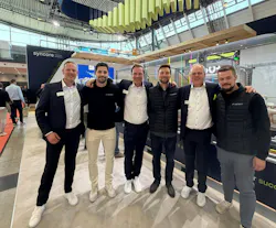 Syncore and Sereact strengthened their partnership at LogiMat in Stuttgart, Germany. Pictured (from left) are Mark van de Weijer, head of sales at Syncore; Jörg Ziesmann, vice president of sales at Sereact; Machiel van den Hazelkamp, chief commercial officer at Syncore; Ralf Gulde, co-founder and CEO at Sereact; Gert Bossink, CEO at Syncore; and Tom Walther, director partner management at Sereact. Syncore and Sereact strengthened their partnership at LogiMat in Stuttgart, Germany. Pictured (from left) are Mark van de Weijer, head of sales at Syncore; Jörg Ziesmann, vice president of sales at Sereact; Machiel van den Hazelkamp, chief commercial officer at Syncore; Ralf Gulde, co-founder and CEO at Sereact; Gert Bossink, CEO at Syncore; and Tom Walther, director partner management at Sereact.