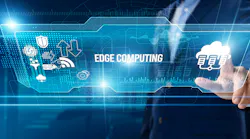 Businessman touching edge computing on digital screen