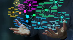 Businessperson holding a knowledge graph.