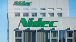 Nidec Corporation logo, a Japanese manufacturer and distributor of electric motors.