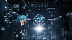 Cloud Computing: Businessman control and monitoring cloud computing technology system on digital screen. Data storage, scalability, real-time access, collaboration, cost efficiency, disaster recovery.