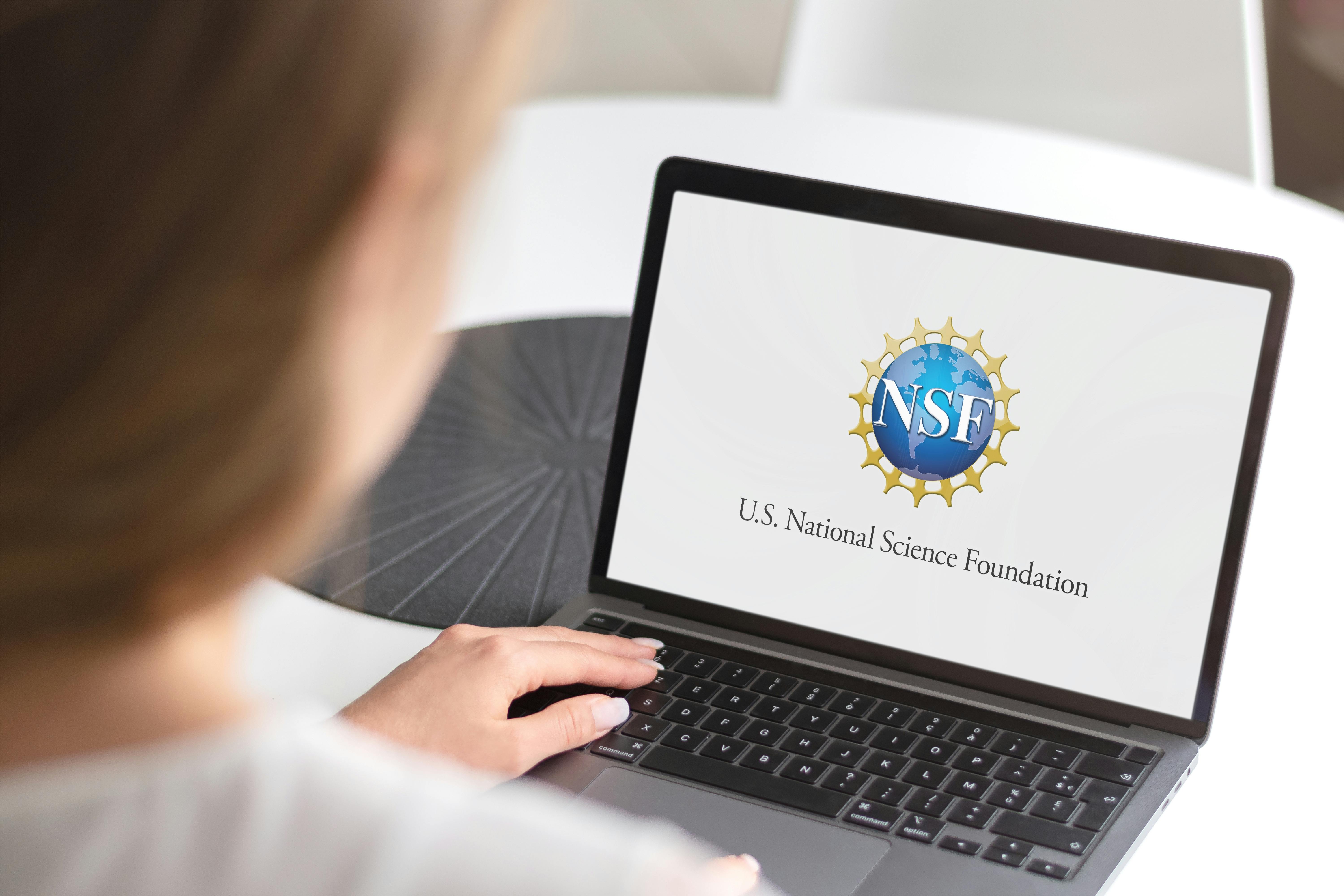 National Science Foundation (NSF) logo displayed on a laptop screen