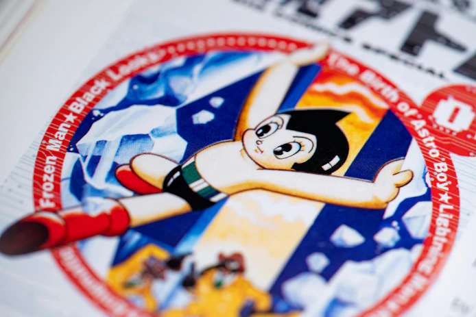 Close up of Astro Boy from a comic book.