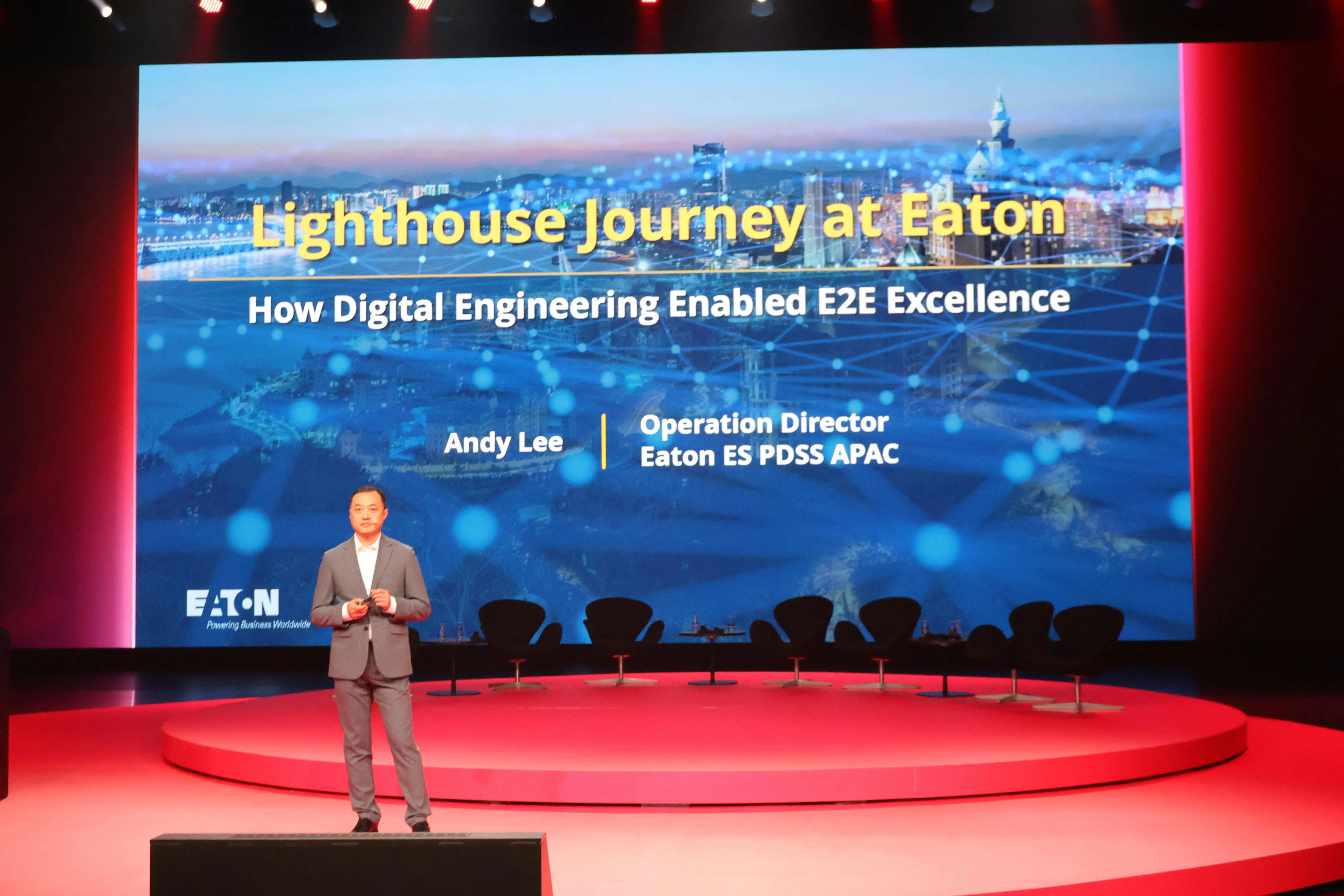 Figure 3: Andy Lee explains how Eaton took its Changzhou factory and made it a World Economic Forum Lighthouse. Figure 3: Andy Lee explains how Eaton took its Changzhou factory and made it a World Economic Forum Lighthouse.