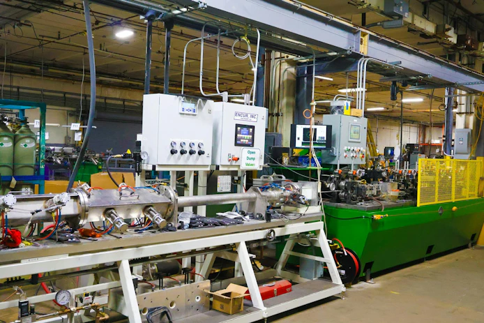 Sensors and a Raspberry Pi dashboard pull real-time uptime, downtime and cycle data from TubeCo's pre-WWII tubing machines, equipment that previously produced no digital output.