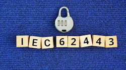 Wooden cube and key with the words IEC 62443. international standards providing a framework to secure Industrial Automation and Control Systems IACS