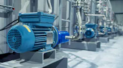 Industrial equipment. New blue electric motors with pumps on the stainless steel production line. Industrial background.. Additive pump station in petrochemical technology.