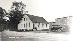 Black and white photo of old Mondadnock Mill from 207 years ago
