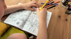 Based on photographs from Menzel's shop floor, the coloring book offers a vivid glimpse into the world of large electric motor manufacturing.