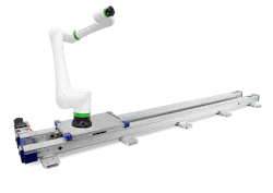Figure 2: Spanning a horizontal operating range of 10 m, seventh-axis offerings, such as the Thomson Movotrak CTU collaborative system, are designed to increase productivity for various packaging applications.