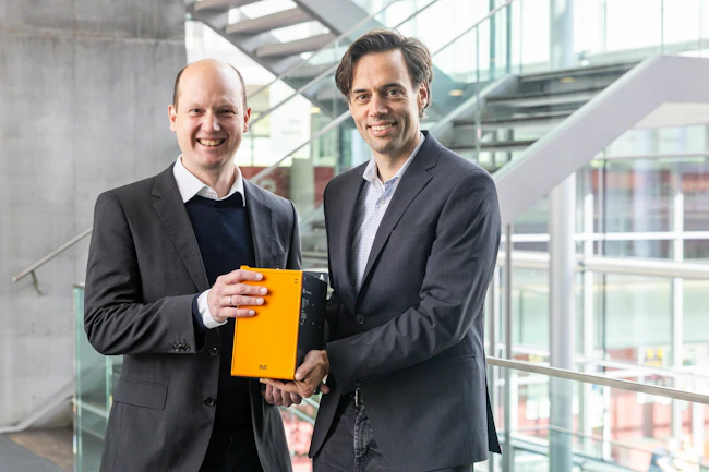 Stefan Huber (left), head of research, FH Salzburg, and Martin Haidacher, innovation manager, B&R.