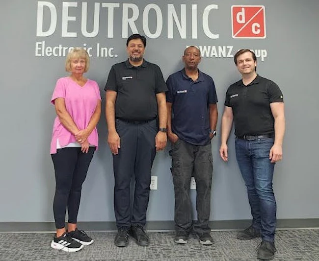 Some of the team members in Duncan include (from left) Office Manager Rene Greene; General Manager Zubin Verma; Service Technician Todrick Lindsey; and Business Development Head Tobias Wanzke.