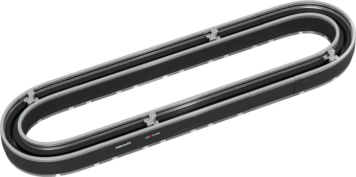 Bosch Rexroth's ctrlX flowHS linear motion transport system track against a white background