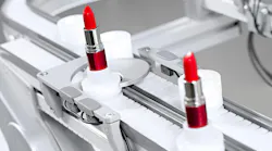 FlexLink X45 Conveyor System with two red lipsticks
