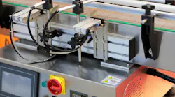 Control panel of automatic conveyor line. Selective focus.