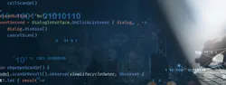Digital technology, software development concept. Coding programmer, software engineer working on laptop with javascript on virtual screen. App development, computer code, agile methodology
