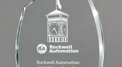 Rockwell Automation's 2026 Direct Supplier of the Year award, etched with Weidmuller Interface