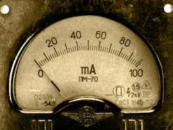 Close-up of an vintage ancient voltmeter