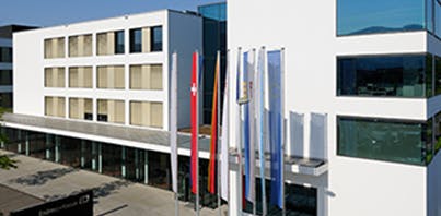 Front entrance of Endress+Hauser's new facility in Cernay, France
