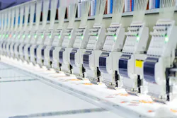 Industrial embroidery and sewing machines Automatic Embroidery Machine In A Clothing Factory Automatic Embroidery Machine in Textile Factory High technology sewing machine control by computer programing