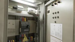 Main breaker on the distribution panel control,Electrical switch gear at Low Voltage power control center cabinet in coal power plant.