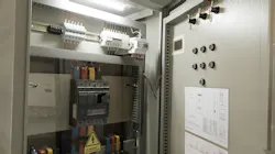 Main breaker on the distribution panel control,Electrical switch gear at Low Voltage power control center cabinet in coal power plant.