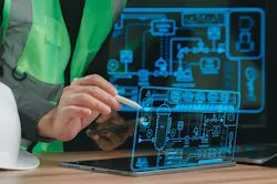 Control business technology with hand and computer data, control tablet plant innovation, business factory industry, pen engineering worker safety engineer, control. background technology